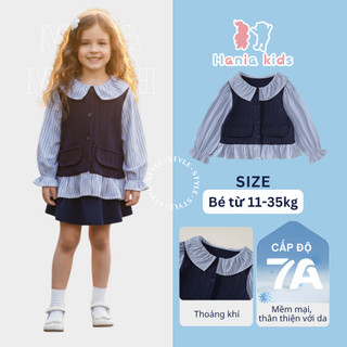 Áo sơ mi bé gái Hania Kids dáng cổ bèo phối gile, thích hợp cho bé đi học, dạo phố, dự tiệc