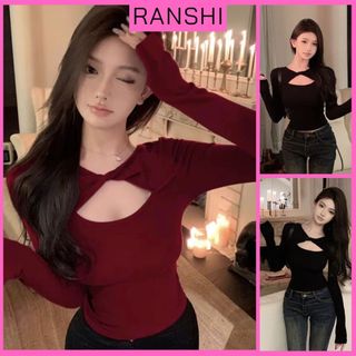   COTTON LOẠI 1  Áo Thun Dài Tay Khoét Ngực Ôm Dáng RANSHI Sexy Quyến Rũ tôn V1 Chất Cotton Mềm Mát - RA344 
