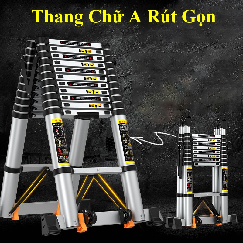 Thang rút gọn BTOOL thang gấp chữ A chữ thập chất liệu thép carbon cao cấp chịu lực tốt chống lắc ch