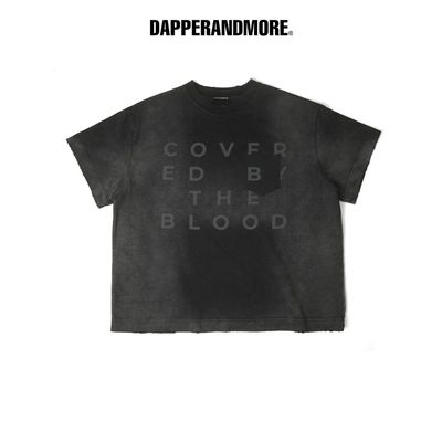 Áo Thun Wash DAPPERANDMORE "COVERED T-SHIRT" Form Boxy Ngắn Mài Sờn 100% Cotton 300GSM - Đen