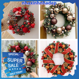   Kèm Đèn  Vòng Hoa Trang Trí Giáng Sinh DP002 Vòng Nguyệt Quế Treo Cửa Treo Tường Mùa Noel TẶNG ĐÈN 