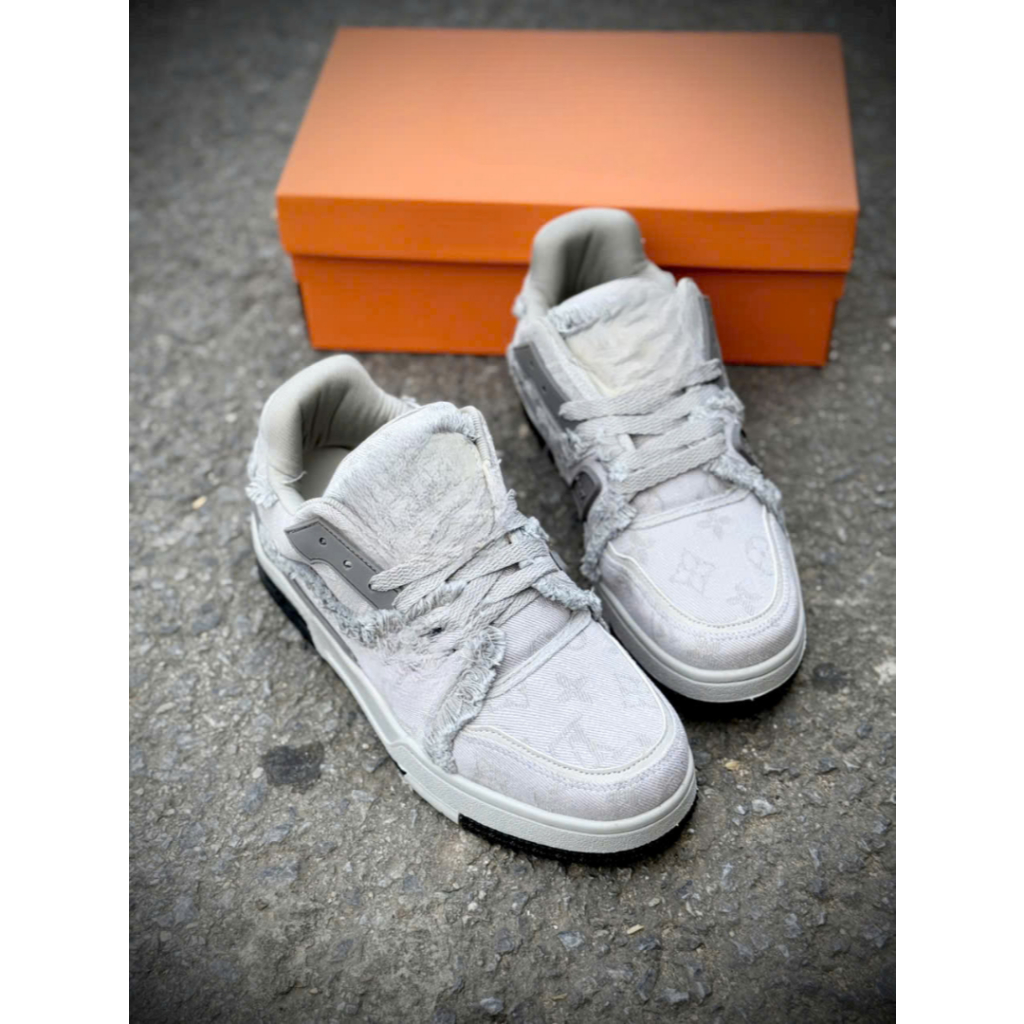Giày sneaker Màu Xám Rách Tua Rua nam nữ, giày thể thao Bản Cao Cấp full box