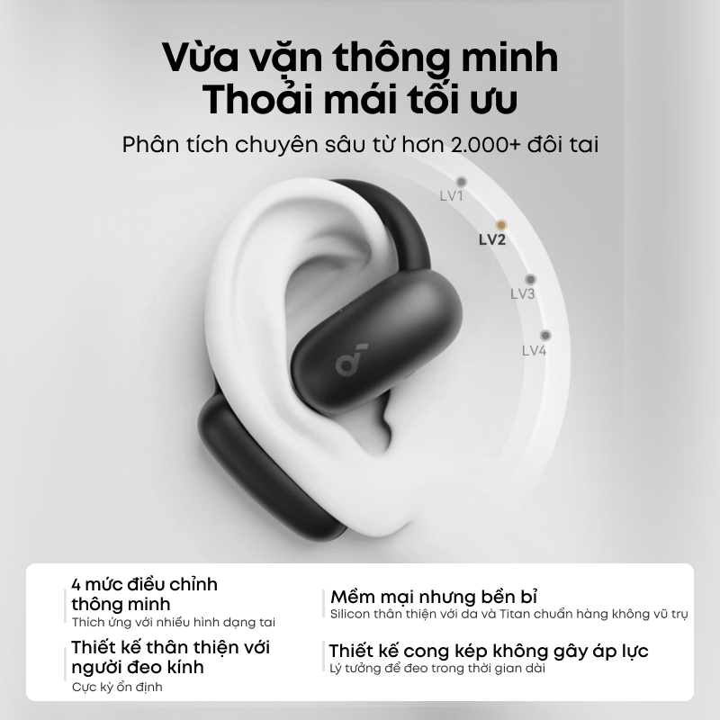soundcore AeroFit 2 Anker, Open-Ear Headphones, 4 Adjustable Positions for Every Ear Size, 2x Richer Bass, Hi-Res A3874 | BigBuy360 - bigbuy360.vn