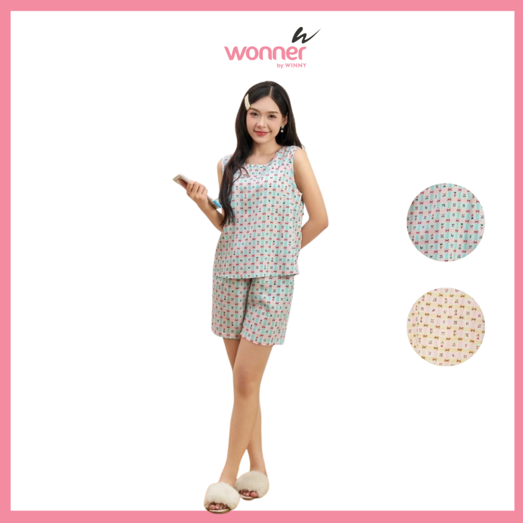 Đồ Bộ Mặc Nhà Nữ Sát Nách Quần Cộc Chất Lanh Mát Wonner by Winny - 2MNLA25101B