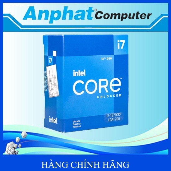 Bộ vi xử lý CPU Intel Core i7-12700KF 3.8GHz turbo up to 5.0Ghz, 12C/20T, 25MB Cache - Hàng Chính Hã