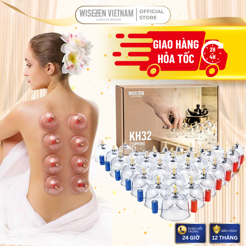 Bộ Giác Hơi 24 Ống Không Dùng Lửa Hút Chân Không Wisezen An Toàn Tiện Lợi Hàng Chính Hãng