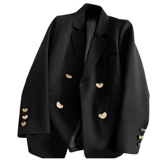 Áo blazer nữ INFLACHI cúc trái tim form rộng thời trang Hàn Quốc, chất vải đẹp cao cấp, mặc công sở sang trọng N376 D2T1