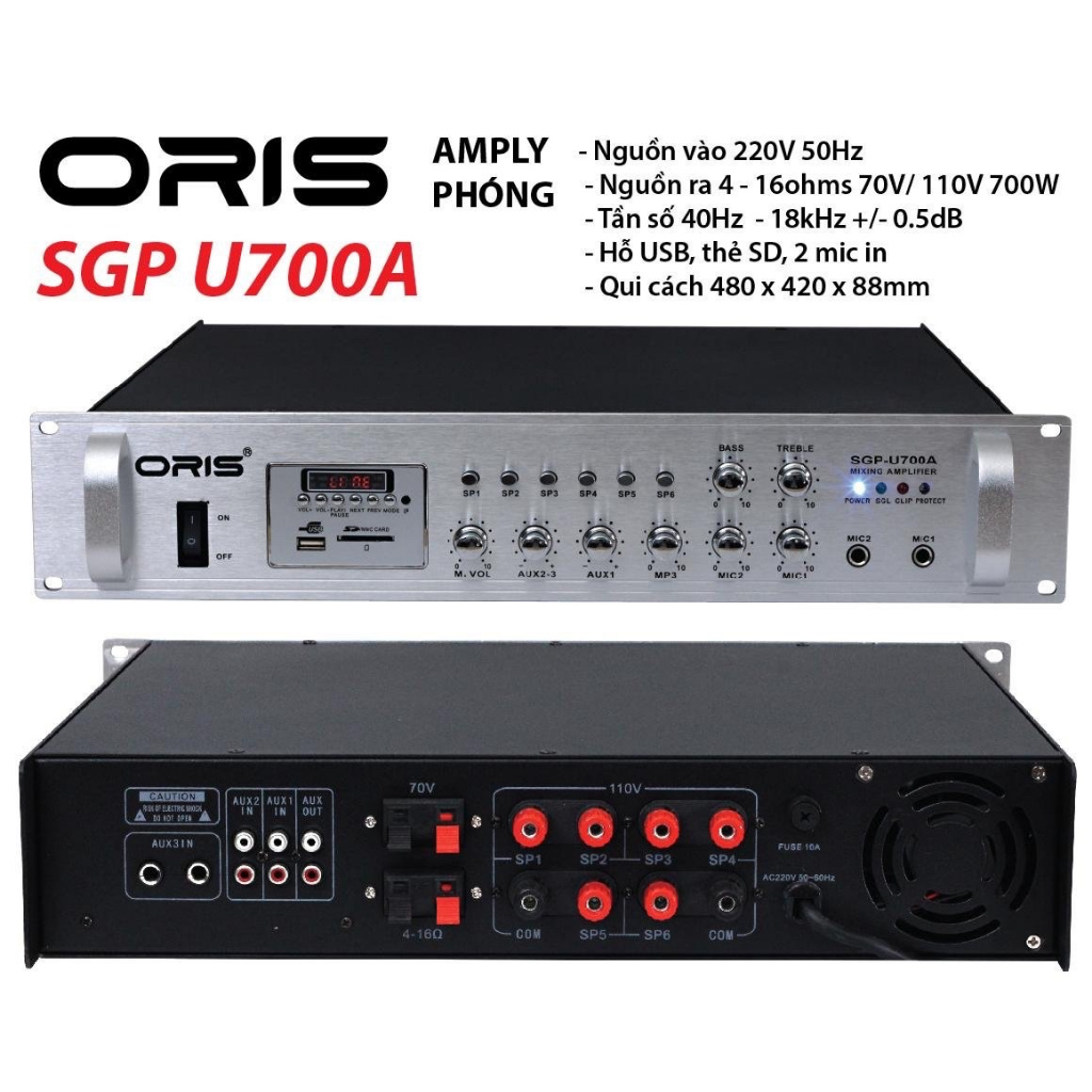 Amply bluetooth công suất 700W ORIS U700A, amply loa phóng cho ra âm thanh chính xác đến từng dải tầ