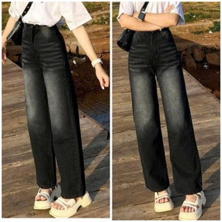  Quần bò ống rộng,Quần jean nữ màu đen pha khói,Quần jean baggy suông cạp cao 