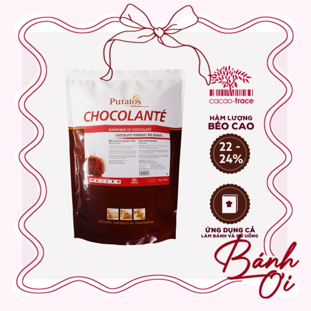 Bột Socola Puratos, Bột Chocolate Làm Bánh, Sôcôla Nóng/Lạnh, Bột Chocolate Đậm Vị, Bột Cacao, Bột c