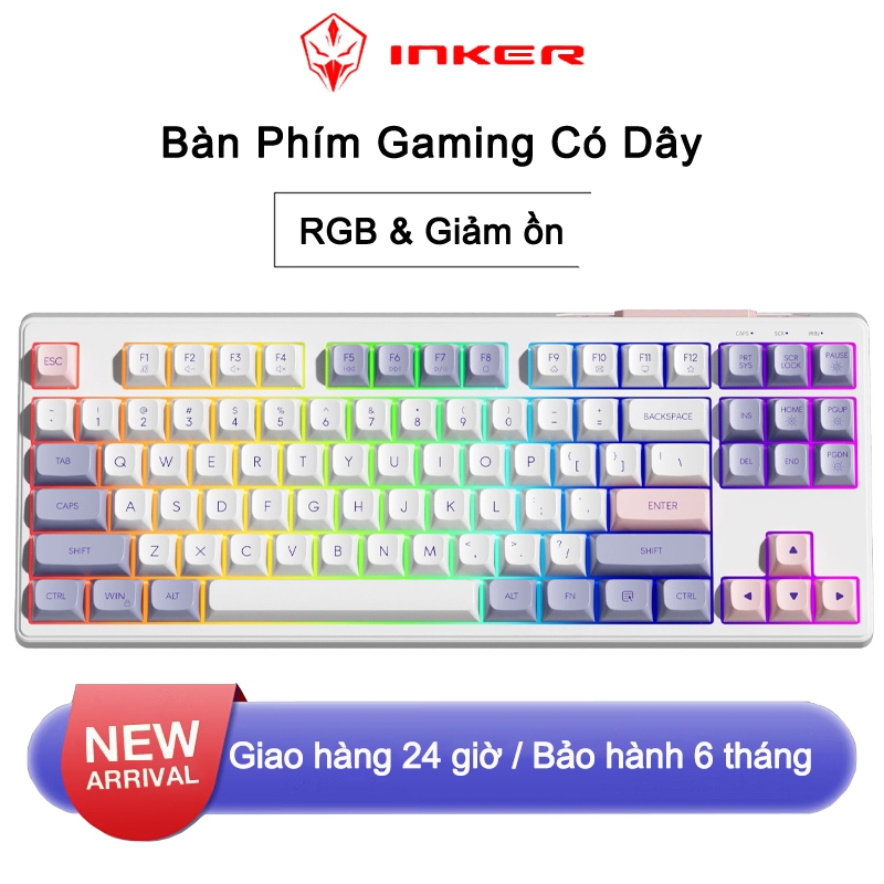 INKER HK87 Bàn Phím Gaming Có Dây 87 Phím RGB - Dây Có Thể Tháo Rời phù hợp PC/laptop