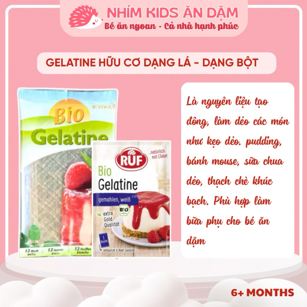 [Date 2028] Bột GELATINE Hữu Cơ RUF - EWARD - Làm Thạch, Pudding, Kẹo Dẻo, Bữa Phụ Cho Bé Ăn Dặm