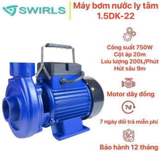  Máy bơm nước ly tâm cá sấu 750W  1HP  Swirls 1.5DK-22 -  Bảo hành 1 năm 
