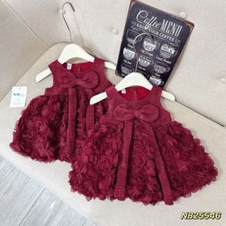  Váy đầm bé gái CS721 N610 LT01  váy đầm đỏ nơ phối hoa cho bé mặc noel giáng sinh lễ tết 