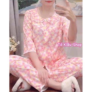   22.10  TAY LỠ PIJAMA QUẦN DÀI_Bộ Tole Nữ Mặc Nhà Bộ Lanh Nữ Mềm Mát 