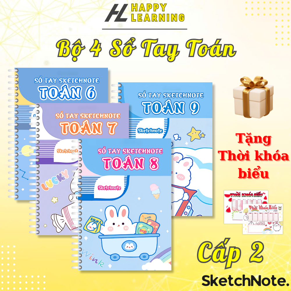 Bộ 4 Sổ Tay Toán THCS SketchNote | từ Lớp 6 đến Lớp 9 | Hiểu Nhanh – Nhớ Lâu – Chinh Phục Điểm Cao