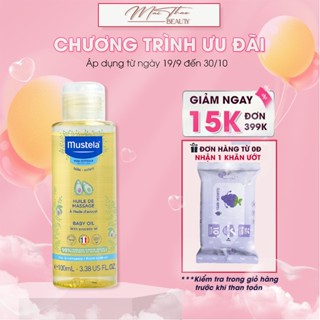  Dầu Massage Cho Trẻ Sơ Sinh & Em Bé Mustela Baby Oil 100ml TẶNG Khăn Ướt 