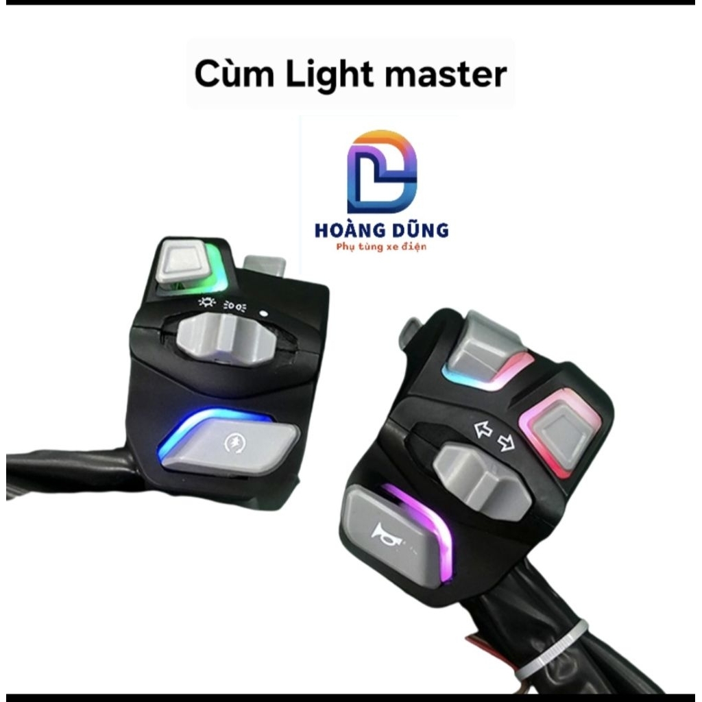 Cùm công tắc Light Master có đèn nhập khẩu cao cấp hàng chuẩn chính hãng gắn các dòng xe máy, xe điệ