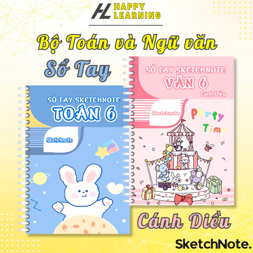 Bộ 2 Sổ Tay Toán & Văn THCS SketchNote Lớp 6 - 9 | Học Toàn Diện – Hiểu Nhanh – Tự Tin Thi Vào 10