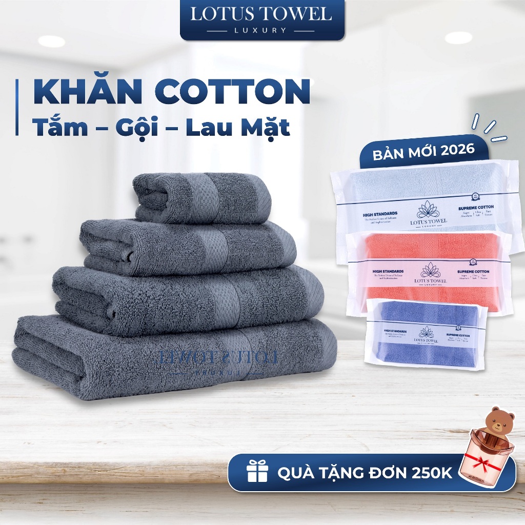 Lẻ khăn Lau Mặt LOTUS 100% Cotton Mềm Mịn Thấm Hút Không Ra Màu Dùng Cho Gia Đình Spa