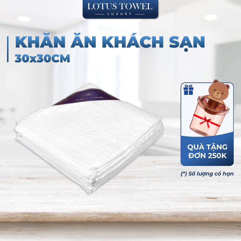 Bộ 10 khăn ăn, khăn lau thương gia Lotus Towel,Làm Từ Sợi Cotton Cao Cấp Mềm Mịn, Thấm Hút