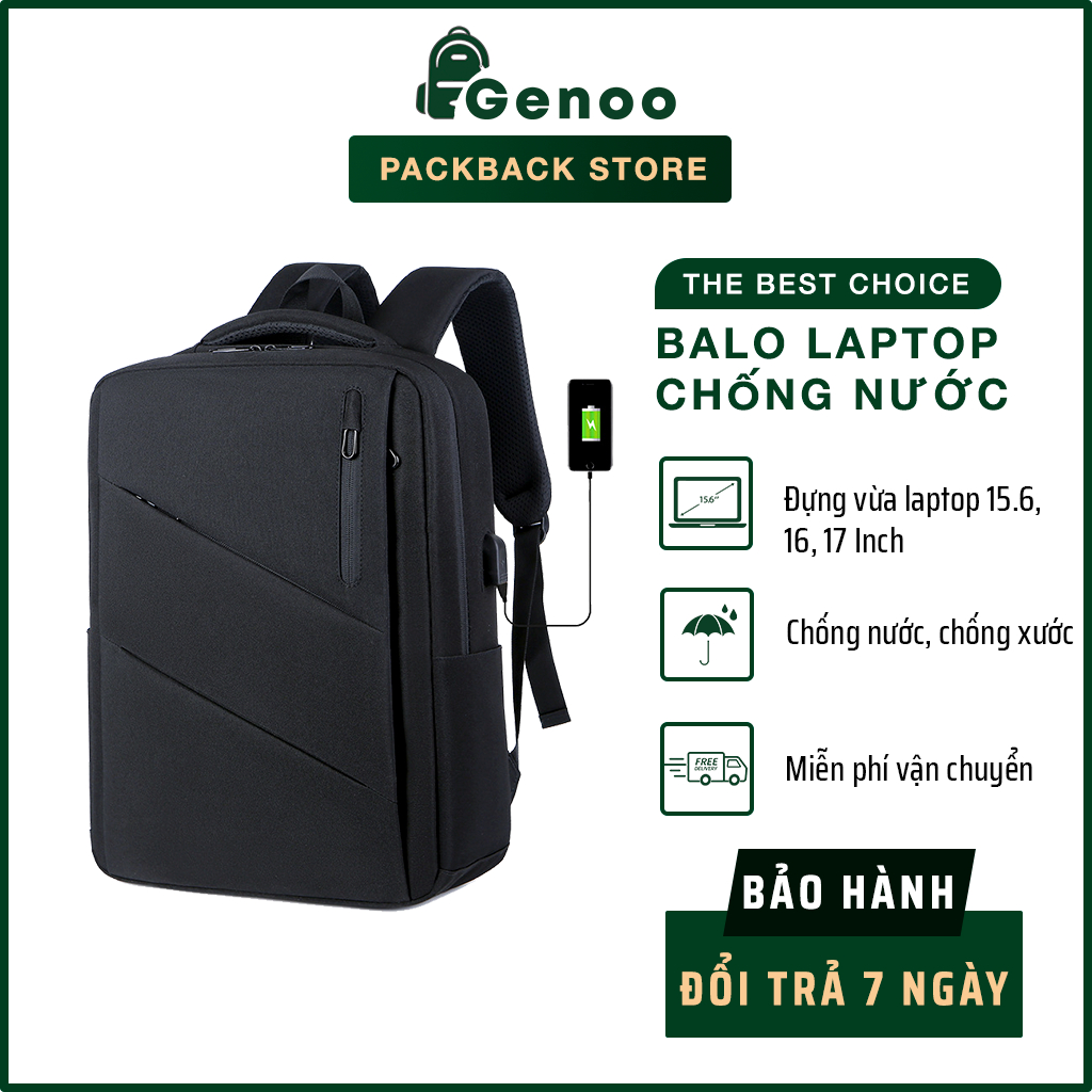 Balo Laptop 15.6 VÀ 17 Inch Công Sở Nam Nữ Cao Cấp Balo Đi Học Đi Làm GENOO Chống Sốc, Chống Nước