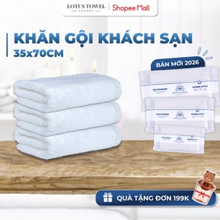 Khăn Gội Đầu Khách Sạn màu trắng 35x70cm LOTUS TOWEL  100% Cotton Cao Cấp, Mềm Mịn, Thấm Hút