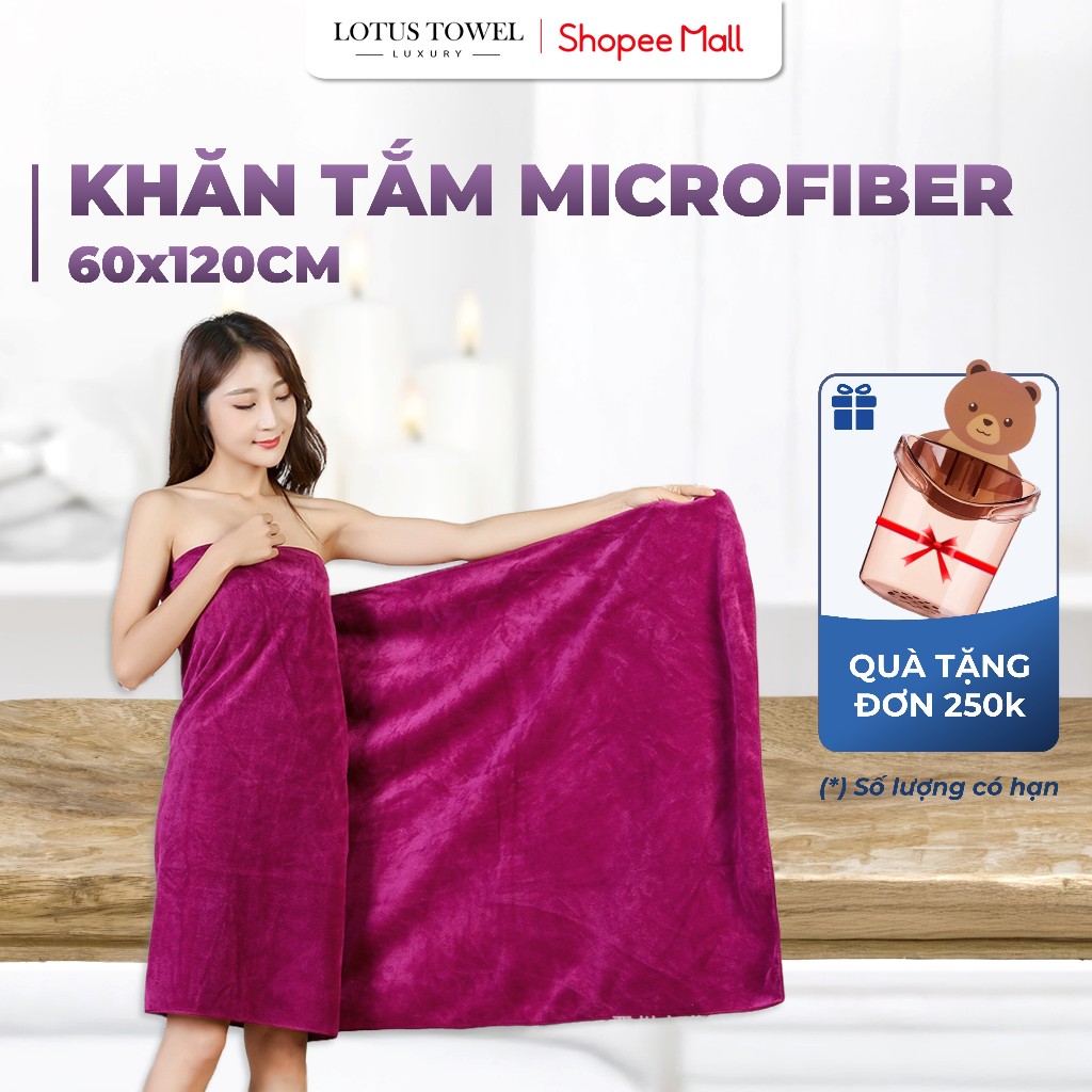 Khăn Tắm Spa 60x120cm LOTUS TOWEL 100% Microfiber Cao Cấp Mềm Mịn Thấm Hút Không Ra Màu