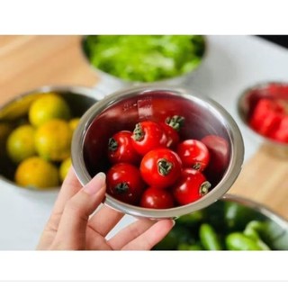 Sét 5 món rổ chậu inox nhiều size đựng rau củ quả sạch sẽ tiện lợi