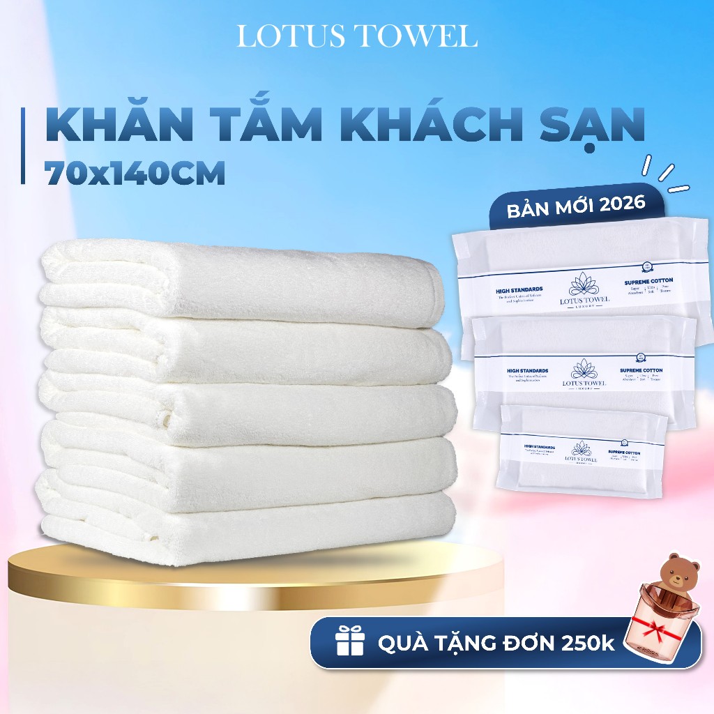 Khăn tắm Khách sạn 70x140cm, 100% COTTON, siêu mềm mịn, thấm hút, dày dặn - LotusTowel