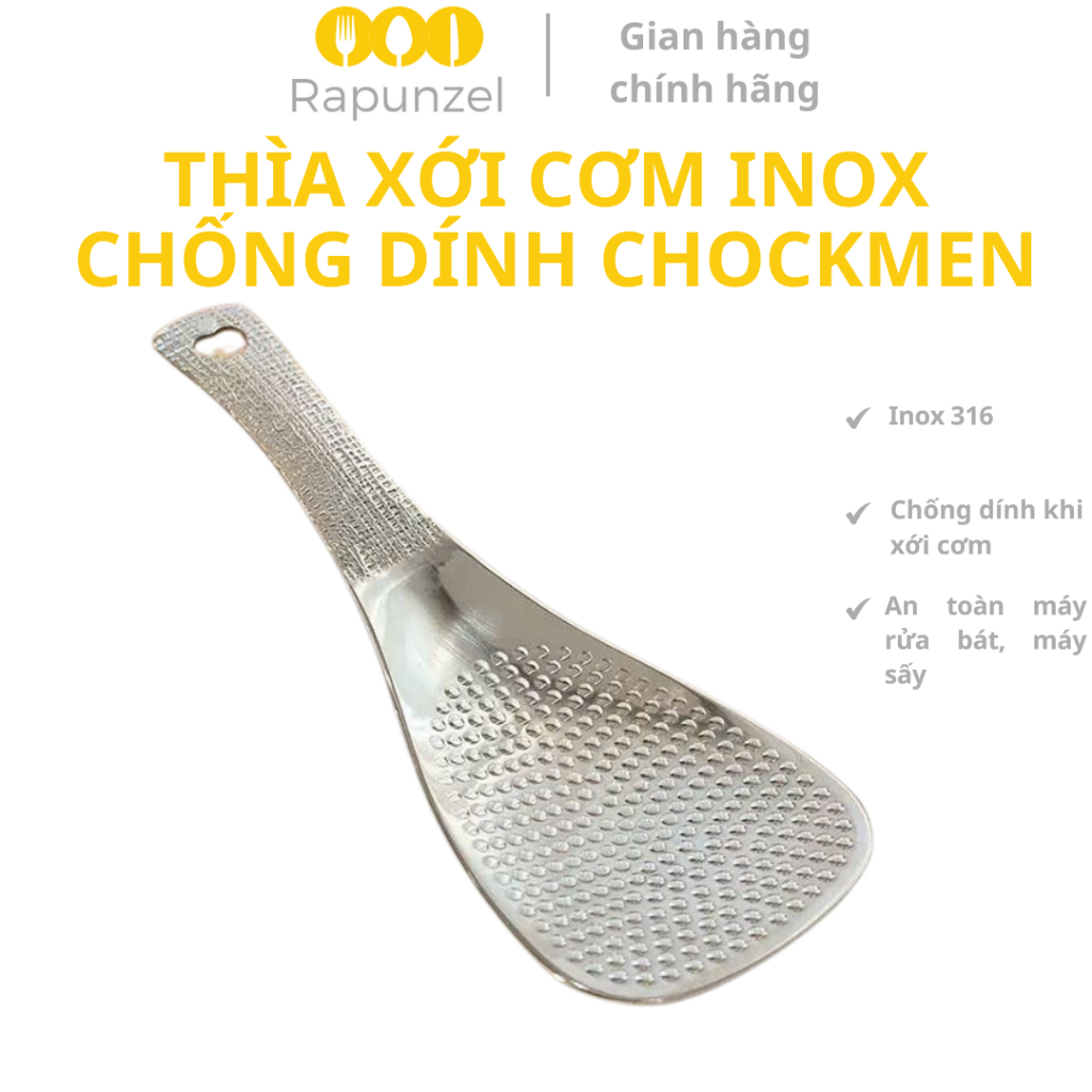 Thìa xới cơm CHOCKMEN, thìa inox chống dính, muôi cơm chống dính CHOCKMEN, thìa cơm inox, thìa cơm