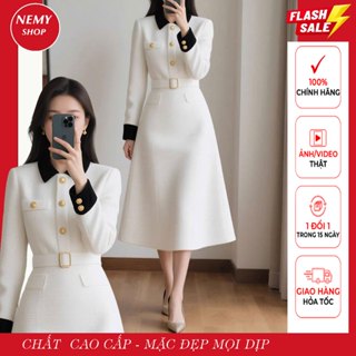  Đầm dạ teck cao cấp dáng dài sang trọng có lót | Váy công sở thu đông ấm áp NEMY V25322 