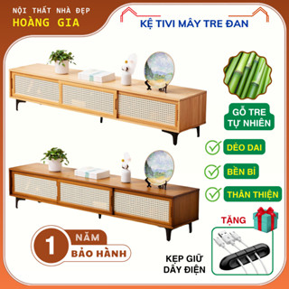  Kệ tivi phòng khách decor trang trí chất liệu gỗ tre phủ sơn bóng Kệ tivi treo tường cừa lùa nhựa mây bền đẹp đa năng 