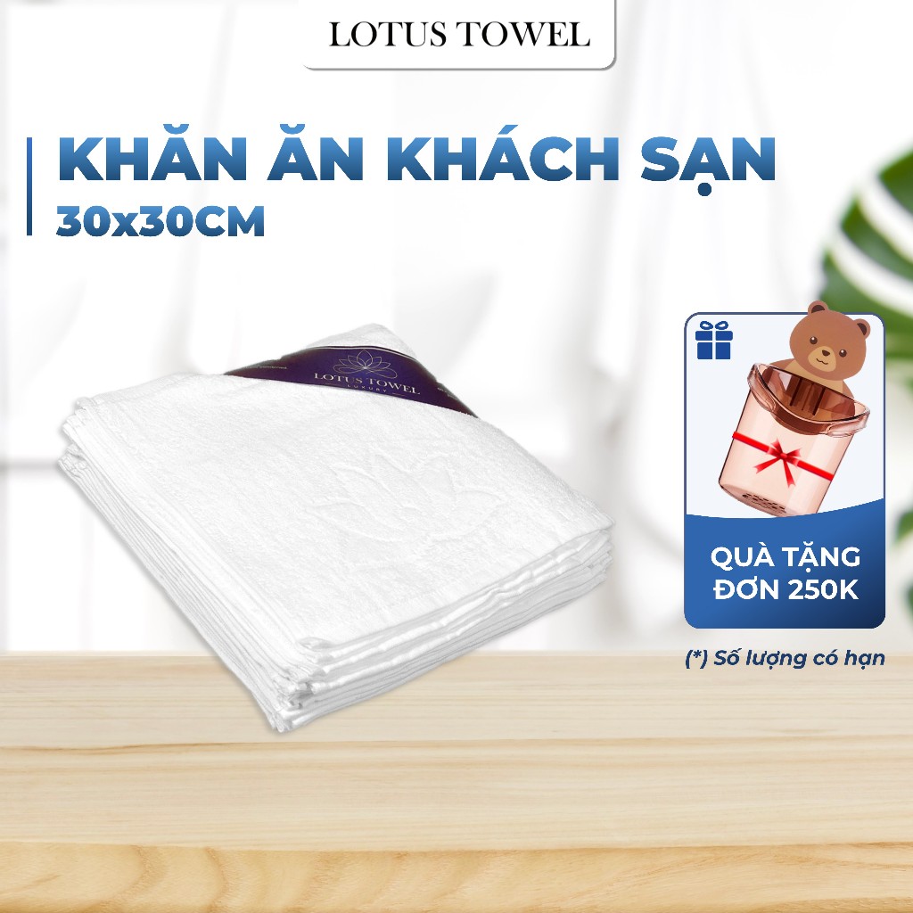 Set 10 khăn ăn, khăn lau thương gia Lotus Towel, 100% Cotton Cao Cấp Mềm Mịn, Thấm Hút, Không Ra Màu