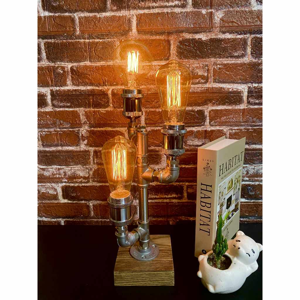 Đèn decor - Đèn Ống Nước 3 Bóng Edison industrial vintage  từ ống nước kim loại