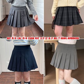 (10-48kg) BST Mẫu Chân Váy Xếp Ly Mùa Thu Mới Nhất 2025 hãng AMBBKIDS Xinh Như Hot Girl cho Bé Gái