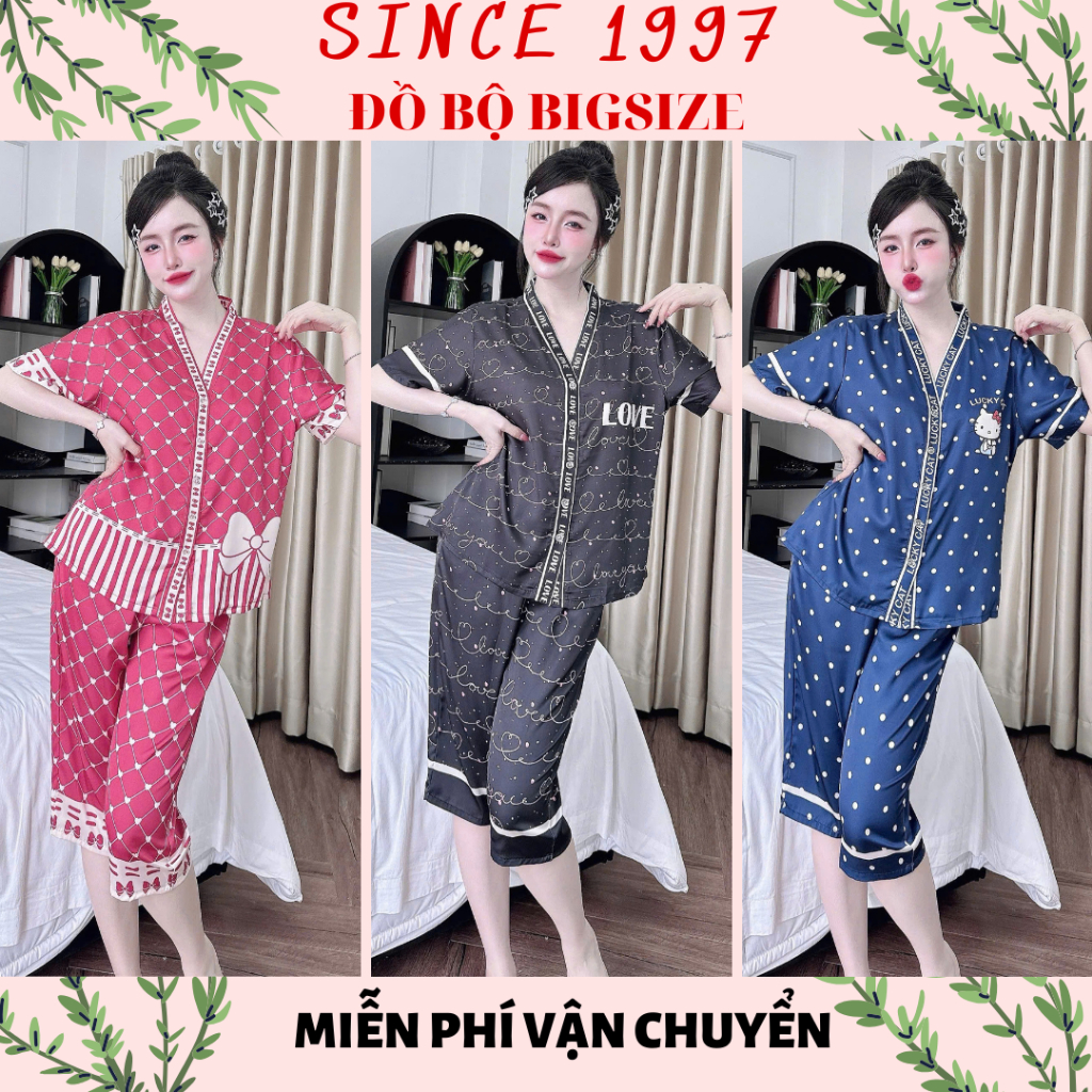 [55-100kg] LỬNG Lụa Latin, Xước cao cấp - Đồ bộ bigsize, Since1997 Pijama, Đồ ngủ bigsize, pijama bi