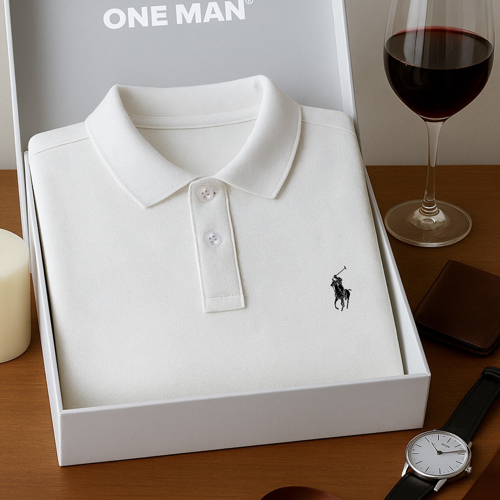 Áo polo nam [Tặng kèm hộp] chất liệu cotton, thoáng khí, co giãn nhẹ, kiểu dáng đơn giản, thanh lịch