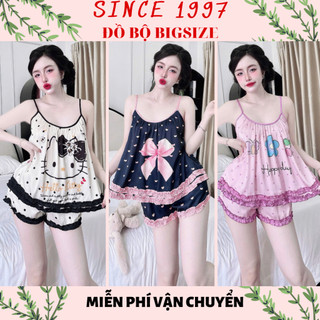   55-90kg  Đồ bộ bigsize ĐÙI DÂY CỘT NƠ lụa Latin Since1997 Pijama Đồ ngủ lụa Mango cao cấp loại 1 sẽ 