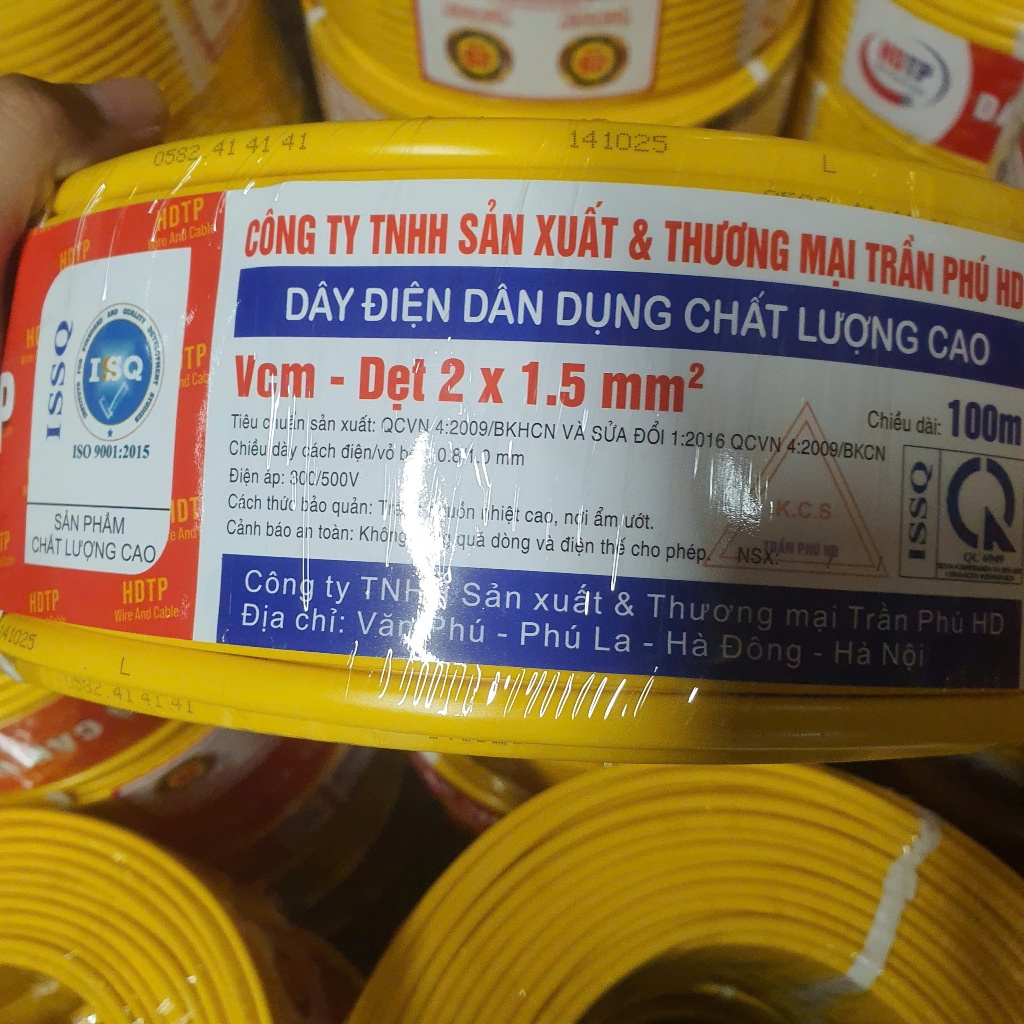 Dây Điện TRẦN PHÚ HD 2x1.5 Cuộn 100m