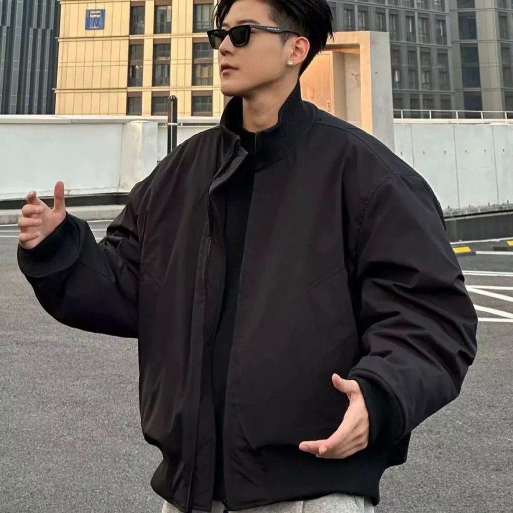 Áo Khoác Bomber Đen Form Rộng Nam Nữ Unisex Chống Nước Có Lót Bông Dày Giữ Ấm Mùa Đông-Stressout | BigBuy360 - bigbuy360.vn