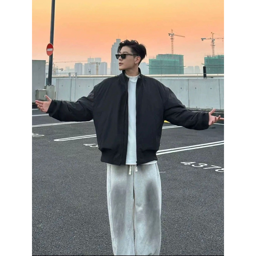 Áo Khoác Bomber Đen Form Rộng Nam Nữ Unisex Chống Nước Có Lót Bông Dày Giữ Ấm Mùa Đông-Stressout | BigBuy360 - bigbuy360.vn