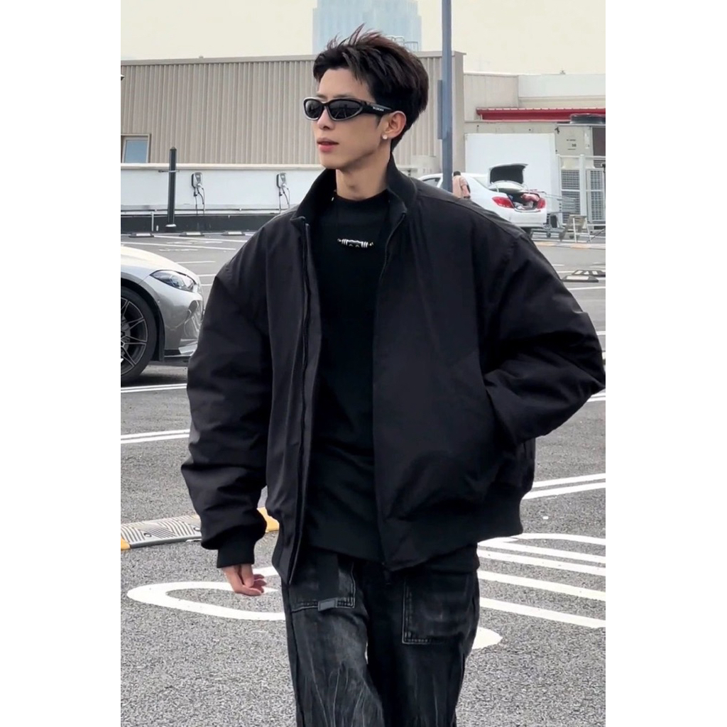 Áo Khoác Bomber Đen Form Rộng Nam Nữ Unisex Chống Nước Có Lót Bông Dày Giữ Ấm Mùa Đông-Stressout | BigBuy360 - bigbuy360.vn