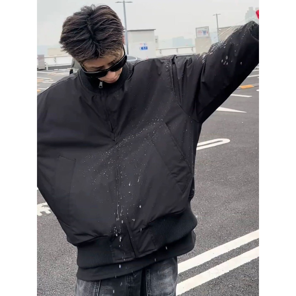 Áo Khoác Bomber Đen Form Rộng Nam Nữ Unisex Chống Nước Có Lót Bông Dày Giữ Ấm Mùa Đông-Stressout | BigBuy360 - bigbuy360.vn