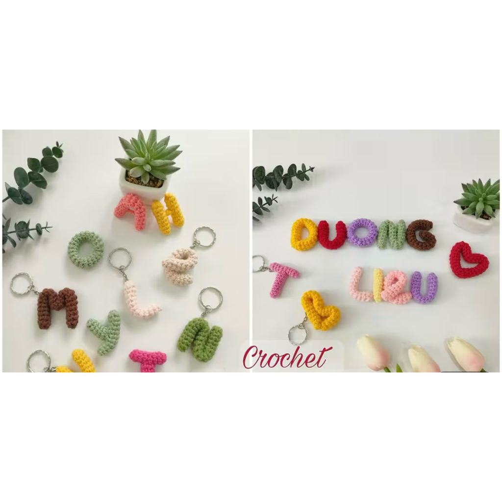 Móc khoá chữ cái bằng len (1 chữ)