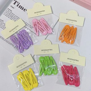 Set 5 kẹp tóc mỏ vịt kèm túi đựng gắn tag – phụ kiện tóc nhiều màu pastel xinh xắn