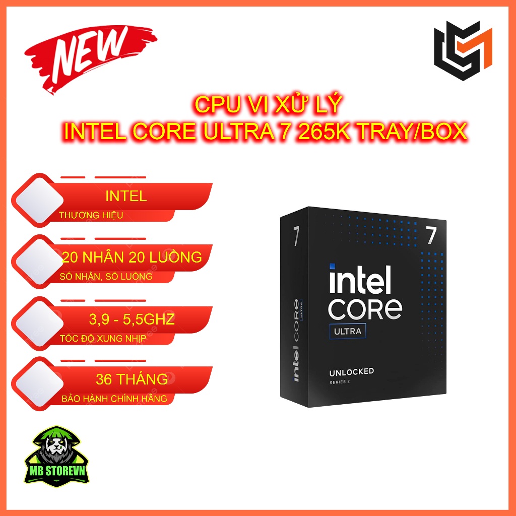 CPU Intel Core Ultra 7 265K (Up to 5.5GHz, 20 nhân 20 luồng, 30Mb 250W) – SK LGA 1851