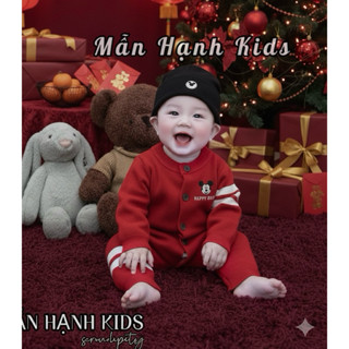  Body len Mikky đỏ cho bé   tặng kèm mũ   đồ bé trai mặc mùa đông Noel hoặc tết siêu dễ thương   MH-KIDS   