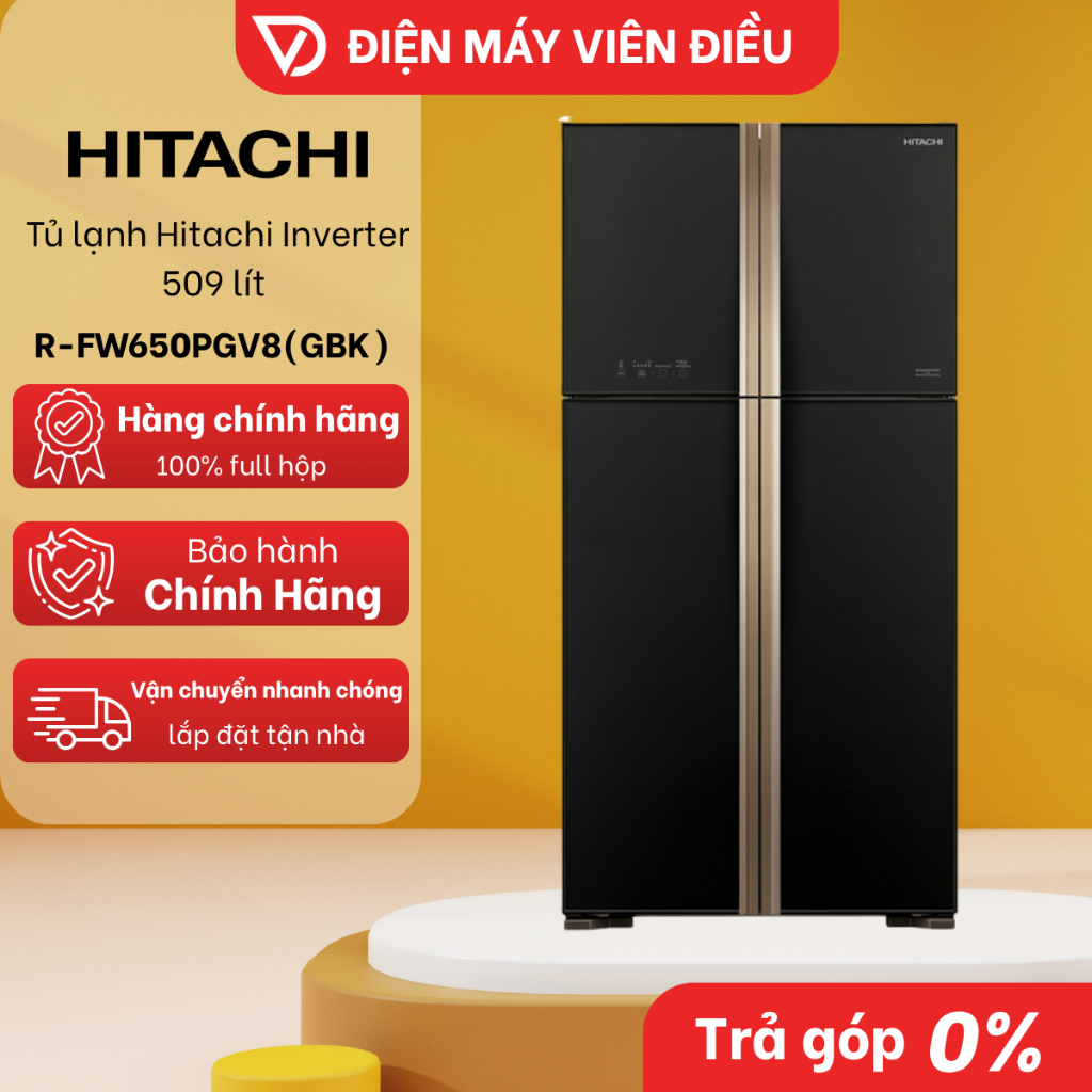 [FREESHIP NGHỆ AN] Tủ Lạnh Hitachi 509L Inverter R-FW650PGV8(GBK) – Sang Trọng, Bền Bỉ, Lạnh Nhanh
