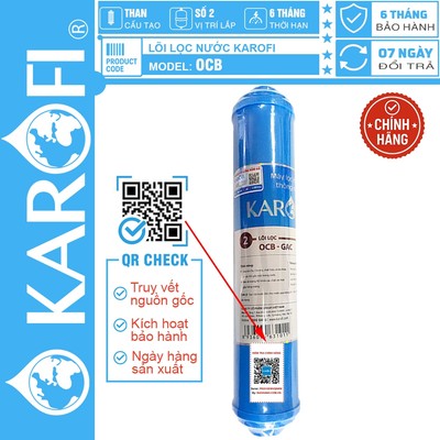 [CHÍNH HÃNG 100%] Lõi lọc nước Karofi số 2 - Lõi OCB Dùng cho máy tủ Slim Có tem kích hoạt bảo hành truy xuất nguồn gốc